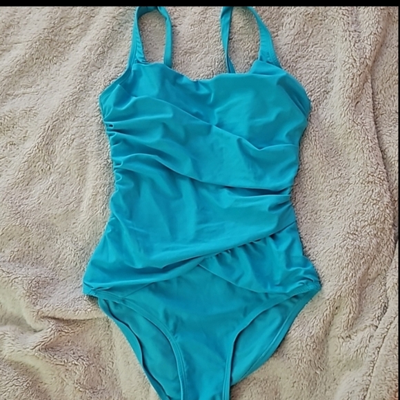 Spanx MD Love Your Assets Turquoise One-Piece Swimsuit - Picture 1 of 10